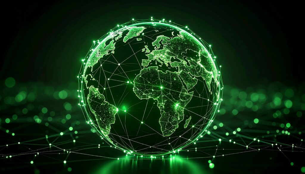 Global network, glowing earth This is an image of the world to represent everyone that we can reach